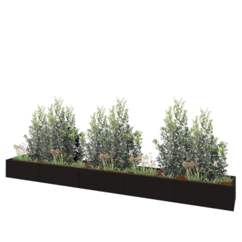 Stalen plantenbak XXL - Rechthoek - 500 x 60 x 40 cm - RAL9005 mat (zwart) - Zonder bodemplaat