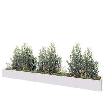 Stalen plantenbak XXL - Rechthoek - 500 x 60 x 40 cm - RAL9010 mat (wit) - Zonder bodemplaat