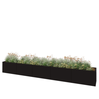 Stalen plantenbak XXL - Rechthoek - 500 x 60 x 60 cm - RAL9005 mat (zwart) - Zonder bodemplaat