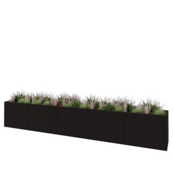 Stalen plantenbak XXL - Rechthoek - 500 x 60 x 80 cm - RAL9005 mat (zwart) - Zonder bodemplaat