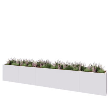 Stalen plantenbak XXL - Rechthoek - 500 x 60 x 80 cm - RAL9010 mat (wit) - Met bodemplaat