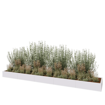 Stalen plantenbak XXL - Rechthoek - 500 x 80 x 30 cm - RAL9010 mat (wit) - Met bodemplaat