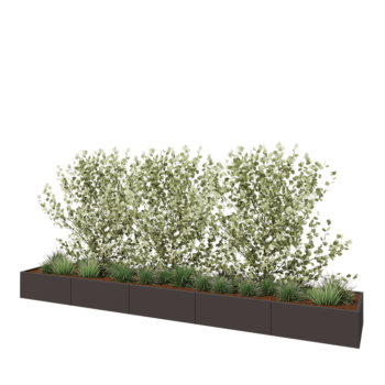 Stalen plantenbak XXL - Rechthoek - 500 x 80 x 40 cm - Andere RAL kleur - Met bodemplaat