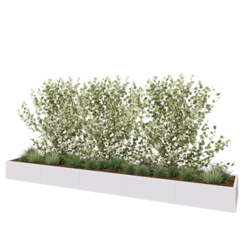 Stalen plantenbak XXL - Rechthoek - 500 x 80 x 40 cm - RAL9010 mat (wit) - Met bodemplaat