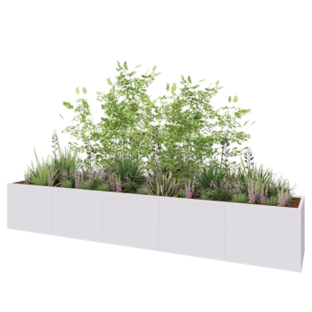 Stalen plantenbak XXL - Rechthoek - 500 x 80 x 80 cm - RAL9010 mat (wit) - Zonder bodemplaat