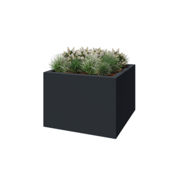 Polyester plantenbak - Vierkant - 140 x 140 x 100 cm - RAL7021 mat (zwartgrijs) - Met bodem