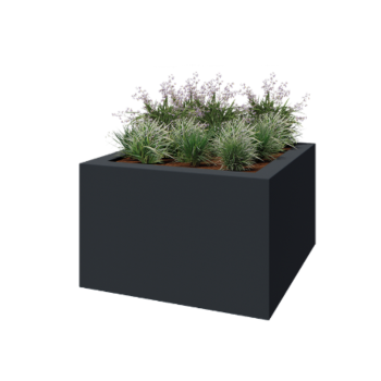 Polyester plantenbak - Vierkant - 160 x 160 x 100 cm - RAL7021 mat (zwartgrijs) - Met bodem