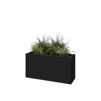 Polyester plantenbak - Rechthoek - 100 x 30 x 50 cm - RAL7021 mat (zwartgrijs) - Met bodem