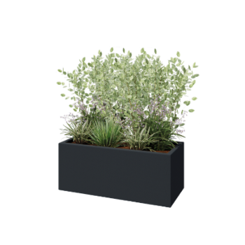 Polyester plantenbak - Rechthoek - 100 x 40 x 40 cm - RAL7021 mat (zwartgrijs) - Met bodem