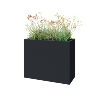 Polyester plantenbak - Rechthoek - 100 x 40 x 80 cm - RAL7021 mat (zwartgrijs) - Met bodem