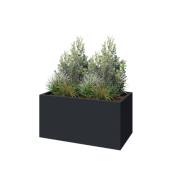 Polyester plantenbak - Rechthoek - 100 x 50 x 50 cm - RAL7021 mat (zwartgrijs) - Met bodem