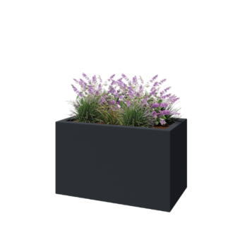 Polyester plantenbak - Rechthoek - 100 x 50 x 60 cm - RAL7021 mat (zwartgrijs) - Met bodem