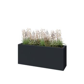 Polyester plantenbak - Rechthoek - 120 x 30 x 50 cm - RAL7021 mat (zwartgrijs) - Met bodem