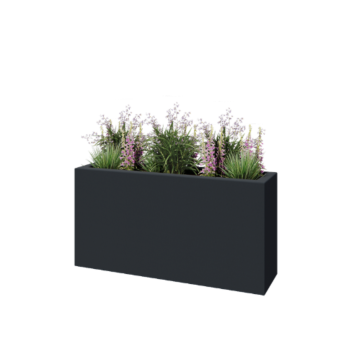 Polyester plantenbak - Rechthoek - 120 x 30 x 60 cm - RAL7021 mat (zwartgrijs) - Met bodem