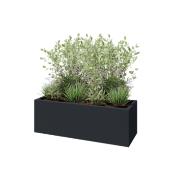 Polyester plantenbak - Rechthoek - 120 x 40 x 40 cm - RAL7021 mat (zwartgrijs) - Met bodem