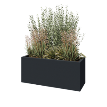 Polyester plantenbak - Rechthoek - 120 x 40 x 50 cm - RAL7021 mat (zwartgrijs) - Met bodem