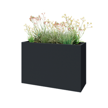 Polyester plantenbak - Rechthoek - 120 x 40 x 80 cm - RAL7021 mat (zwartgrijs) - Met bodem