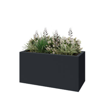 Polyester plantenbak - Rechthoek - 120 x 50 x 40 cm - RAL7021 mat (zwartgrijs) - Met bodem