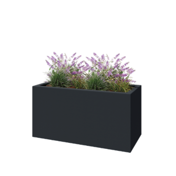 Polyester plantenbak - Rechthoek - 120 x 50 x 60 cm - RAL7021 mat (zwartgrijs) - Met bodem