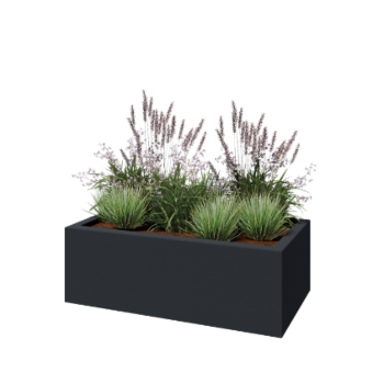 Polyester plantenbak - Rechthoek - 120 x 60 x 40 cm - RAL7021 mat (zwartgrijs) - Met bodem