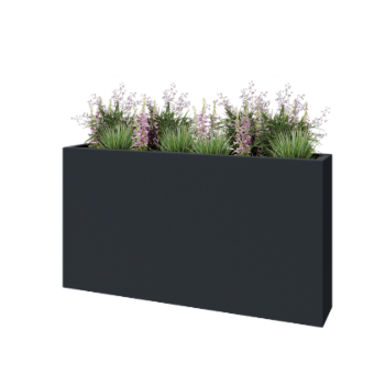 Polyester plantenbak - Rechthoek - 150 x 25 x 80 cm - RAL7021 mat (zwartgrijs) - Met bodem