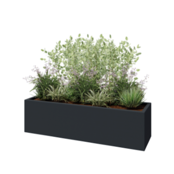 Polyester plantenbak - Rechthoek - 150 x 40 x 40 cm - RAL7021 mat (zwartgrijs) - Met bodem