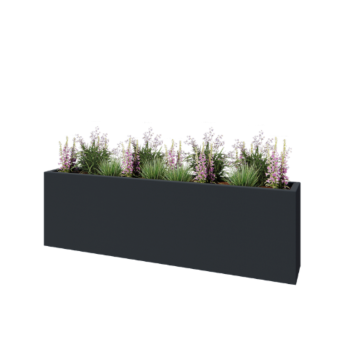 Polyester plantenbak - Rechthoek - 200 x 30 x 60 cm - RAL7021 mat (zwartgrijs) - Met bodem