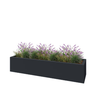 Polyester plantenbak - Rechthoek - 200 x 50 x 40 cm - RAL7021 mat (zwartgrijs) - Met bodem