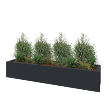 Polyester plantenbak - Rechthoek - 230 x 50 x 40 cm - RAL7021 mat (zwartgrijs) - Met bodem