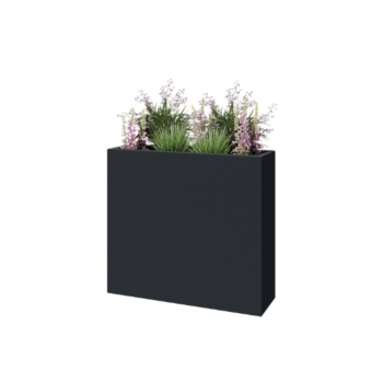 Polyester plantenbak - Rechthoek - 90 x 25 x 80 cm - RAL7021 mat (zwartgrijs) - Met bodem