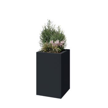 Polyester plantenbak - Vierkant - 50 x 50 x 80 cm - RAL7021 mat (zwartgrijs) - Met bodem