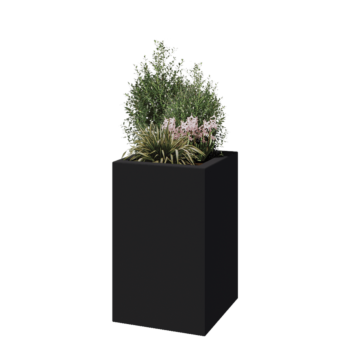 Polyester plantenbak - Vierkant - 50 x 50 x 80 cm - RAL7021 mat (zwartgrijs) - Met bodem