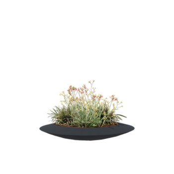 Polyester plantenbak - Schaal - Ø 120 x 20 cm - RAL7021 mat (zwartgrijs) - Met bodem