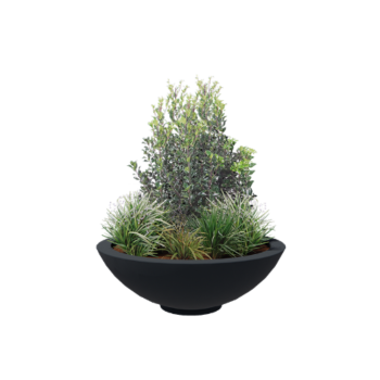 Polyester plantenbak - Schaal - Ø 120 x 40 cm - RAL7021 mat (zwartgrijs) - Met bodem