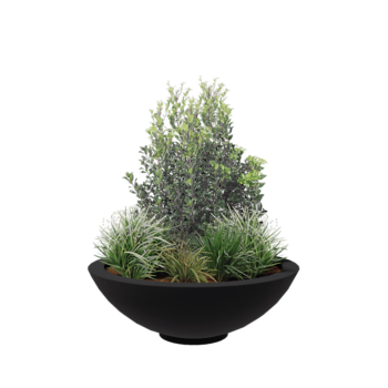 Polyester plantenbak - Schaal - Ø 120 x 40 cm - RAL7021 mat (zwartgrijs) - Met bodem