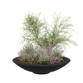 Polyester plantenbak - Schaal - Ø 153 x 34 cm - RAL7021 mat (zwartgrijs) - Met bodem