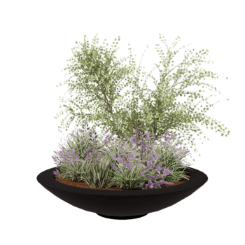 Polyester plantenbak - Schaal - Ø 153 x 34 cm - RAL9005 mat (zwart) - Met bodem