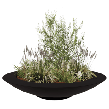 Polyester plantenbak - Schaal - Ø 200 x 40 cm - RAL9005 mat (zwart) - Met bodem