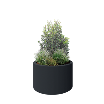 Polyester plantenbak - Rond - Ø 100 x 60 cm - RAL7021 mat (zwartgrijs) - Met bodem