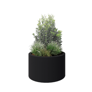 Polyester plantenbak - Rond - Ø 100 x 60 cm - RAL7021 mat (zwartgrijs) - Met bodem