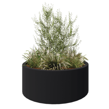 Polyester plantenbak - Rond - Ø 150 x 60 cm - RAL7021 mat (zwartgrijs) - Met bodem