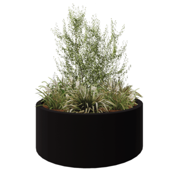 Polyester plantenbak - Rond - Ø 150 x 60 cm - RAL9005 mat (zwart) - Met bodem