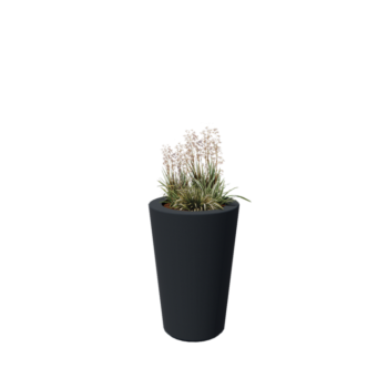 Polyester plantenbak - Conisch - Ø 55 x 76 cm - RAL7021 mat (zwartgrijs) - Met bodem