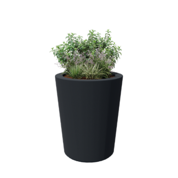 Polyester plantenbak - Conisch - Ø 89 x 100 cm - RAL7021 mat (zwartgrijs) - Met bodem