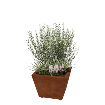 Cortenstaal plantenbak - Cone - 60 x 60 x 41,5 cm - Gelast - Met bodemplaat