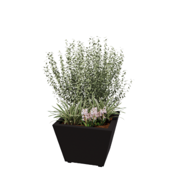 Stalen plantenbak - Cone - 60 x 60 x 41,5 cm - Gelast - RAL9005 mat (zwart) - Met bodemplaat