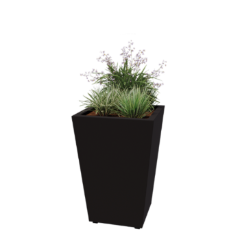 Stalen plantenbak - Cone - 60 x 60 x 81,5 cm - Gelast - RAL9005 mat (zwart) - Met bodemplaat