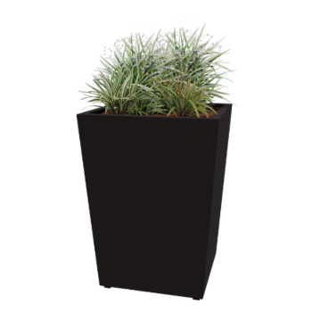 Stalen plantenbak - Cone - 80 x 80 x 101,5 cm - Gelast - RAL9005 mat (zwart) - Met bodemplaat