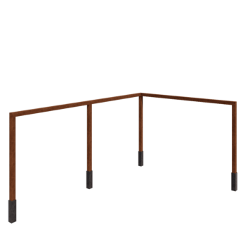 Cortenstaal pergola - Hoek - 600 x 412 x 242 cm - Met betonpoer