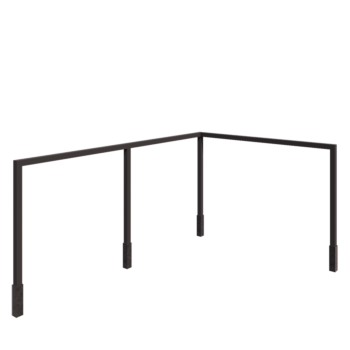 Stalen pergola - Hoek - 600 x 412 x 230 cm - RAL7016 mat (antraciet grijs) - Met betonpoer